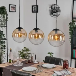 hofstein Gastor Suspension, Boule lumineuse, Suspension Ambre, Clair, 3 lumières