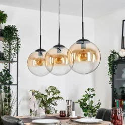 hofstein Gastor Suspension, Boule lumineuse, Suspension Ambre, Clair, 3 lumières