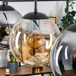 hofstein Gastor Suspension, Boule lumineuse, Suspension Ambre, Fumé, 3 lumières