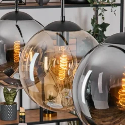 hofstein Gastor Suspension, Boule lumineuse, Suspension Ambre, Fumé, 3 lumières