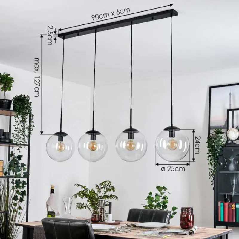 hofstein Gastor Suspension, Boule lumineuse, Suspension Clair, 4 lumières