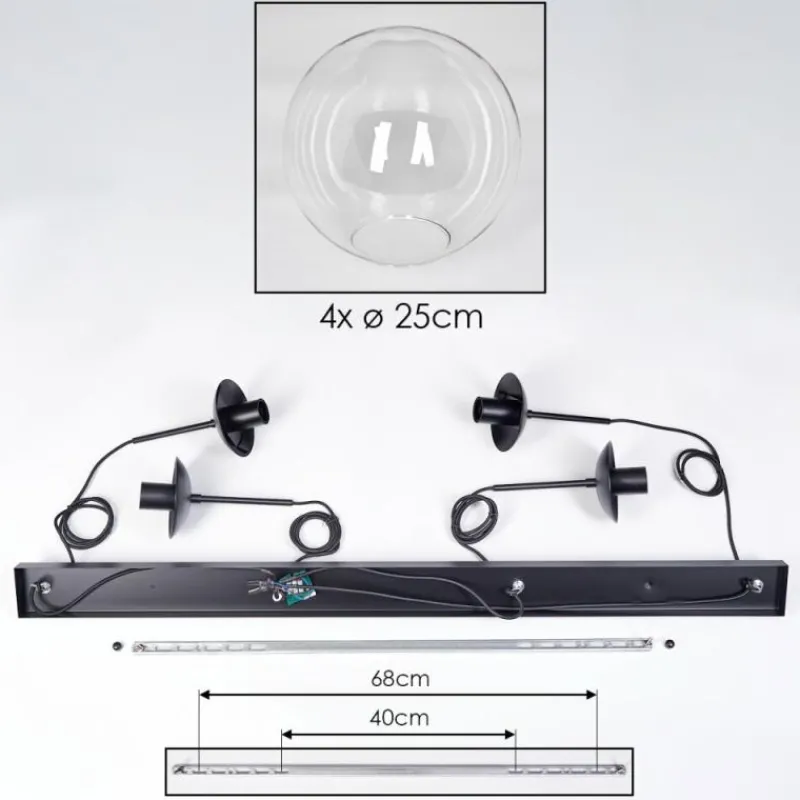 hofstein Gastor Suspension, Boule lumineuse, Suspension Clair, 4 lumières