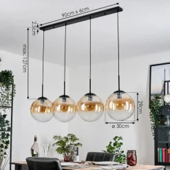 hofstein Gastor Suspension, Boule lumineuse, Suspension Ambre, Clair, 4 lumières