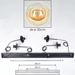 hofstein Gastor Suspension, Boule lumineuse, Suspension Ambre, Clair, 4 lumières