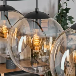 hofstein Gastor Suspension, Boule lumineuse, Suspension Ambre, Clair, 4 lumières