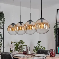 hofstein Gastor Suspension, Boule lumineuse, Suspension Ambre, Clair, 4 lumières