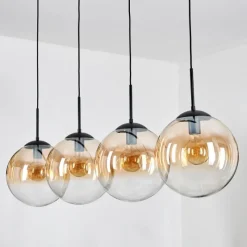 hofstein Gastor Suspension, Boule lumineuse, Suspension Ambre, Clair, 4 lumières