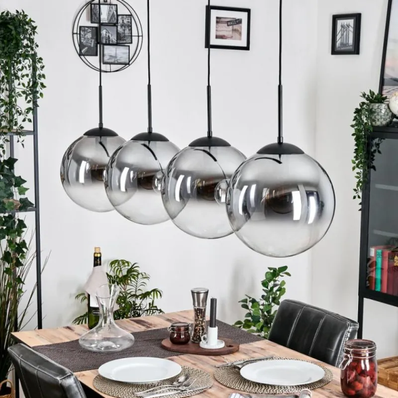 hofstein Gastor Suspension, Boule lumineuse, Suspension Clair, Fumé, 4 lumières