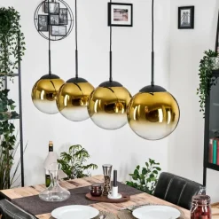 hofstein Gastor Suspension, Boule lumineuse, Suspension Or, Clair, 4 lumières