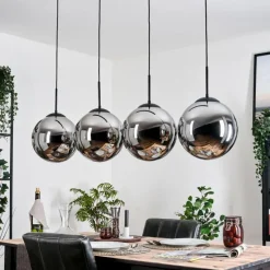 hofstein Gastor Suspension, Boule lumineuse, Suspension Chrome, Fumé, 4 lumières