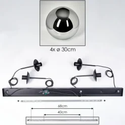 hofstein Gastor Suspension, Boule lumineuse, Suspension Chrome, Fumé, 4 lumières