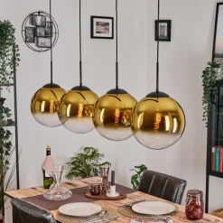 hofstein Gastor Suspension, Boule lumineuse, Suspension Or, Clair, 4 lumières