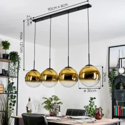 hofstein Gastor Suspension, Boule lumineuse, Suspension Or, Clair, 4 lumières