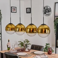 hofstein Gastor Suspension, Boule lumineuse, Suspension Or, Clair, 4 lumières