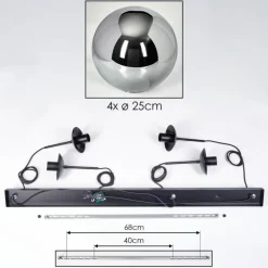 hofstein Gastor Suspension, Boule lumineuse, Suspension Fumé, 4 lumières