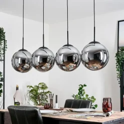 hofstein Gastor Suspension, Boule lumineuse, Suspension Chrome, Fumé, 4 lumières