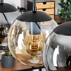hofstein Gastor Suspension, Boule lumineuse, Suspension Ambre, Fumé, 5 lumières