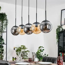 hofstein Gastor Suspension, Boule lumineuse, Suspension Ambre, Fumé, 5 lumières