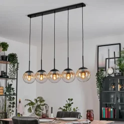 hofstein Gastor Suspension, Boule lumineuse, Suspension Ambre, Clair, 5 lumières