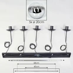 hofstein Gastor Suspension, Boule lumineuse, Suspension Chrome, Clair, Fumé, 5 lumières