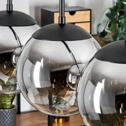 hofstein Gastor Suspension, Boule lumineuse, Suspension Chrome, Clair, Fumé, 5 lumières