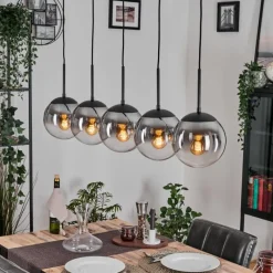 hofstein Gastor Suspension, Boule lumineuse, Suspension Clair, Fumé, 5 lumières