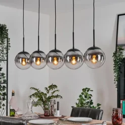 hofstein Gastor Suspension, Boule lumineuse, Suspension Clair, Fumé, 5 lumières