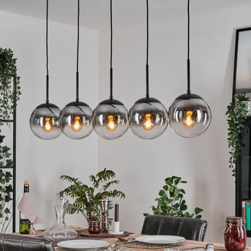 hofstein Gastor Suspension, Boule lumineuse, Suspension Clair, Fumé, 5 lumières