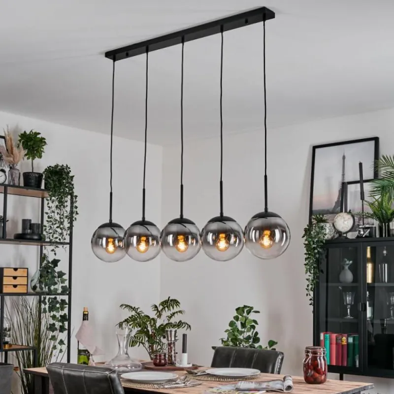 hofstein Gastor Suspension, Boule lumineuse, Suspension Clair, Fumé, 5 lumières