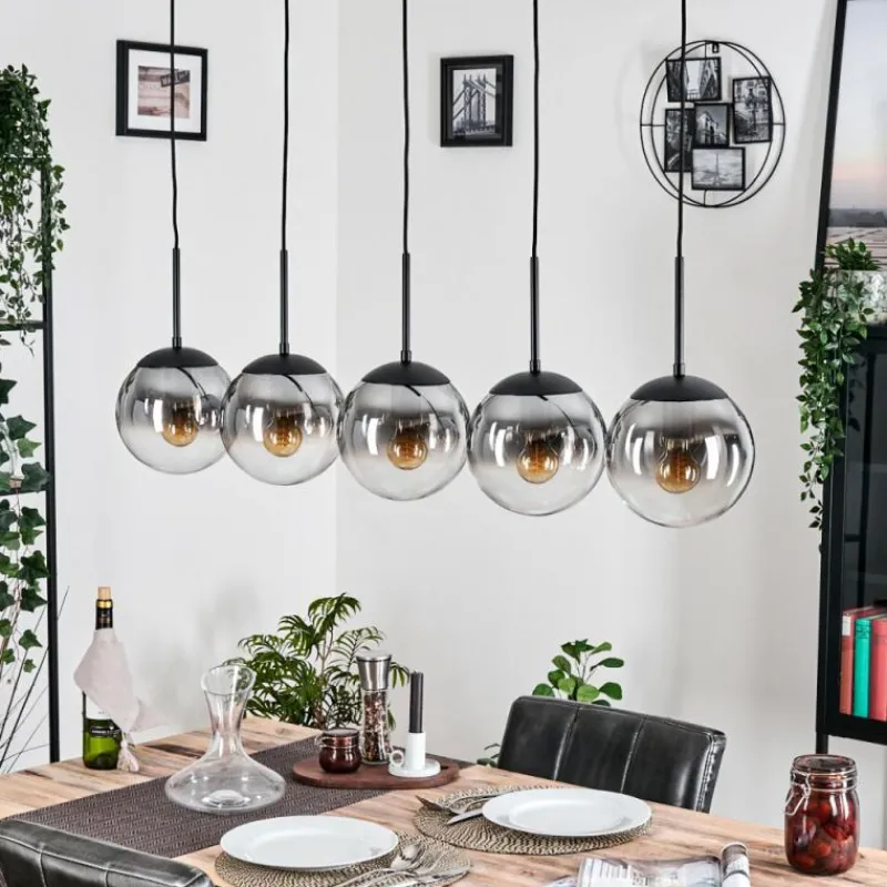 hofstein Gastor Suspension, Boule lumineuse, Suspension Clair, Fumé, 5 lumières