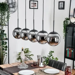 hofstein Gastor Suspension, Boule lumineuse, Suspension Chrome, Fumé, 5 lumières