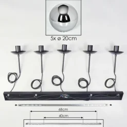 hofstein Gastor Suspension, Boule lumineuse, Suspension Chrome, Fumé, 5 lumières