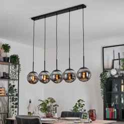 hofstein Gastor Suspension, Boule lumineuse, Suspension Chrome, Fumé, 5 lumières