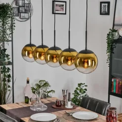 hofstein Gastor Suspension, Boule lumineuse, Suspension Or, Clair, 5 lumières