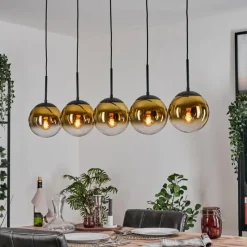 hofstein Gastor Suspension, Boule lumineuse, Suspension Or, Clair, 5 lumières