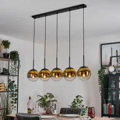 hofstein Gastor Suspension, Boule lumineuse, Suspension Or, Clair, 5 lumières