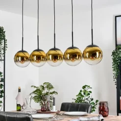 hofstein Gastor Suspension, Boule lumineuse, Suspension Or, Clair, 5 lumières