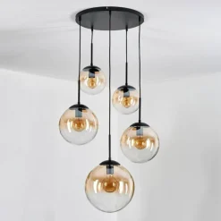 hofstein Gastor Suspension, Boule lumineuse, Suspension Ambre, Clair, 5 lumières