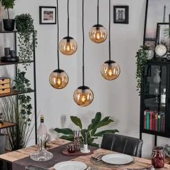 hofstein Gastor Suspension, Boule lumineuse, Suspension Ambre, 5 lumières