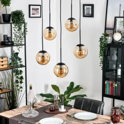 hofstein Gastor Suspension, Boule lumineuse, Suspension Ambre, 5 lumières