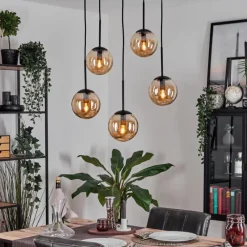 hofstein Gastor Suspension, Boule lumineuse, Suspension Ambre, 5 lumières