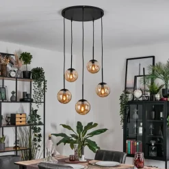 hofstein Gastor Suspension, Boule lumineuse, Suspension Ambre, 5 lumières
