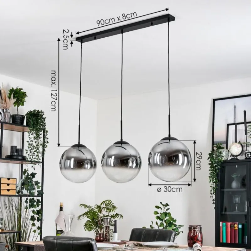 hofstein Gastor Suspension, Boule lumineuse, Suspension Clair, Fumé, 3 lumières