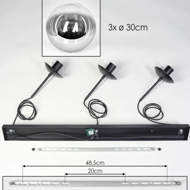 hofstein Gastor Suspension, Boule lumineuse, Suspension Clair, Fumé, 3 lumières
