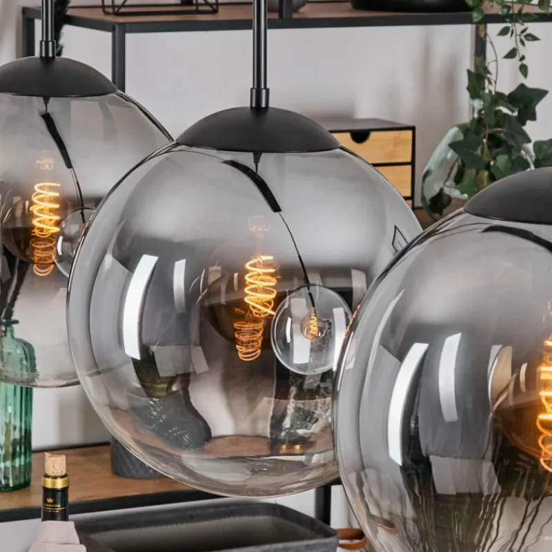 hofstein Gastor Suspension, Boule lumineuse, Suspension Clair, Fumé, 3 lumières