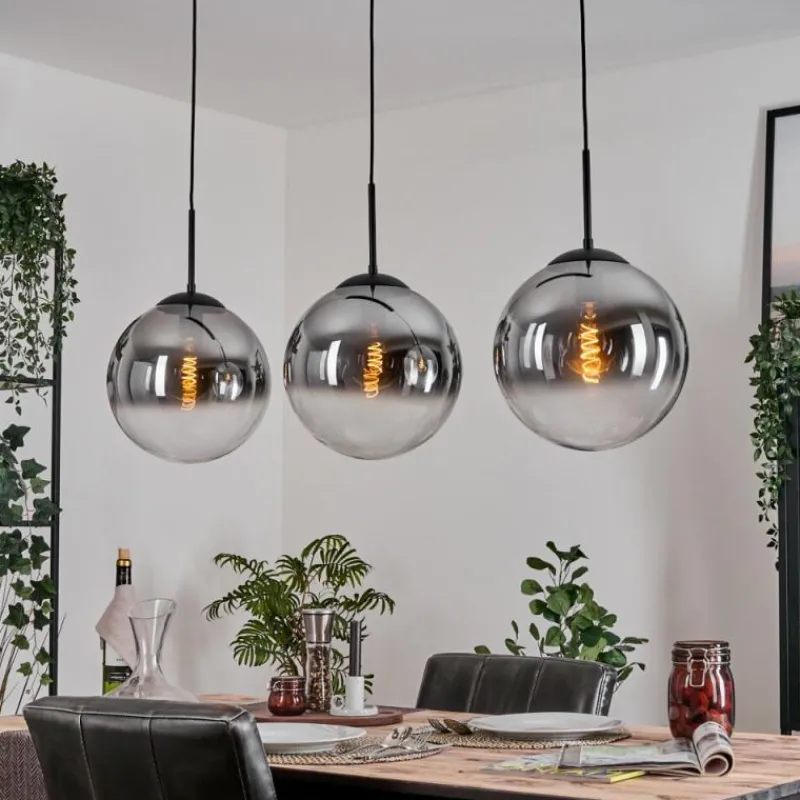 hofstein Gastor Suspension, Boule lumineuse, Suspension Clair, Fumé, 3 lumières
