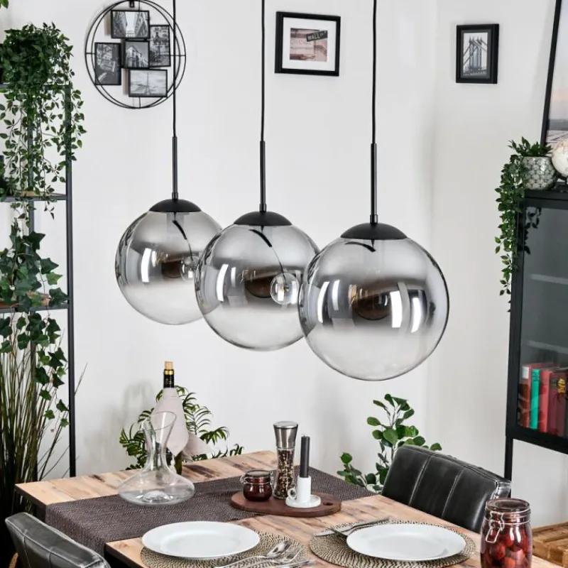 hofstein Gastor Suspension, Boule lumineuse, Suspension Clair, Fumé, 3 lumières