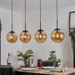 hofstein Gastor Suspension, Boule lumineuse, Suspension Ambre, 4 lumières