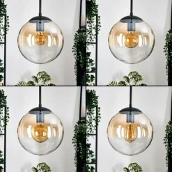 hofstein Gastor Suspension, Boule lumineuse, Suspension Ambre, Clair, 4 lumières