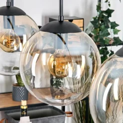 hofstein Gastor Suspension, Boule lumineuse, Suspension Ambre, Clair, 4 lumières